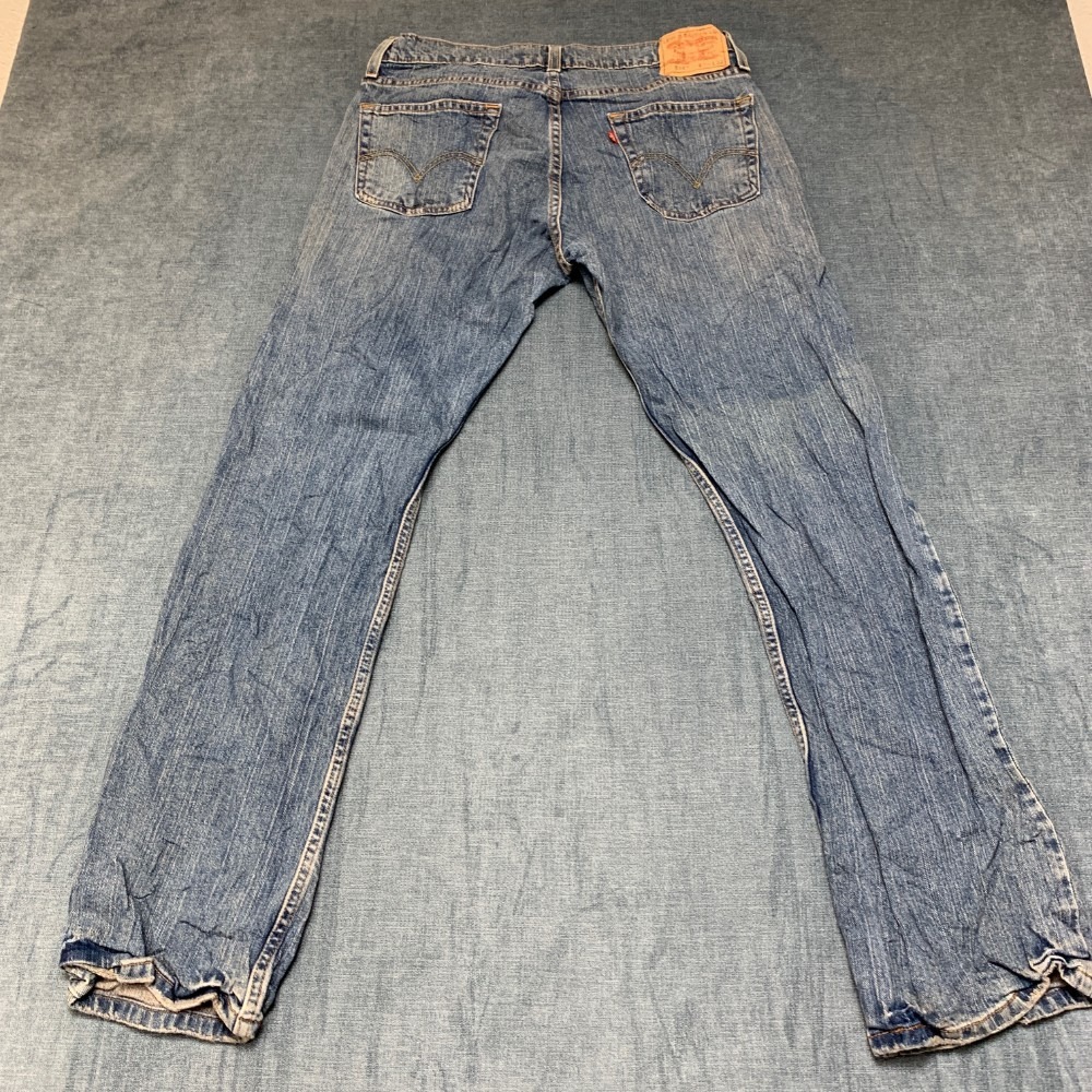 Vintage Levi's 514 Slim Straight Jeans Men 34x32 Blue Denim Cotton Stretch Retro